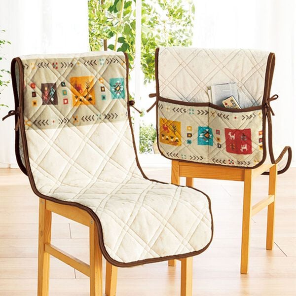 iellio（イエリオ）の「【２枚組】ボリュームたっぷりあったかギャベ柄チェアカバー（チェアカバー・チェアパッド）」｜アイボリー