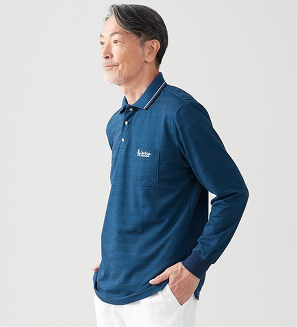 「＜カルビア＞柄違いが嬉しい裏起毛ポロシャツ（メンズシャツ）」｜詳細画像