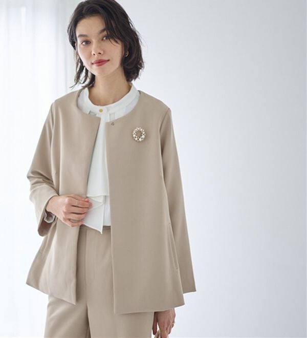 GeeRA（ジーラ）の「【２点セット】フレアーラインジャケットワイドパンツセットアップスーツ（パンツスーツ）」｜詳細画像