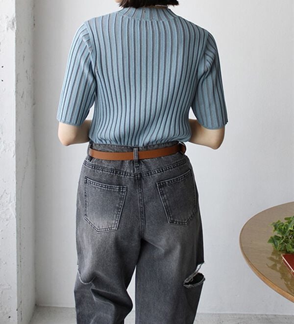 GeeRA（ジーラ）の「配色リブハイネックニット（ニット・セーター）」｜詳細画像