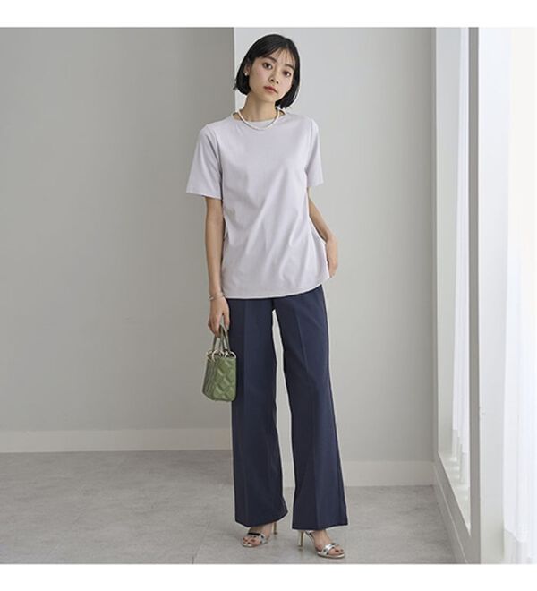 BELLUNA（ベルーナ）の「艶やか綿１００％シンプルプルオーバー（カットソー）」｜詳細画像