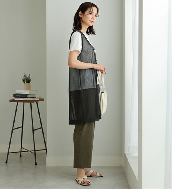 BELLUNA（ベルーナ）の「【2点セット】シアーストライプ素材ジレアンサンブル（アンサンブル）」｜詳細画像