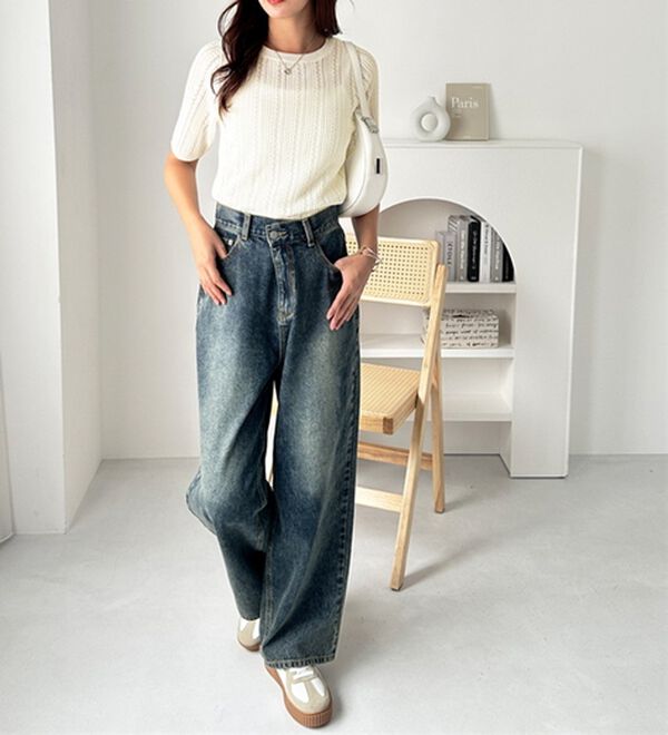 GeeRA（ジーラ）の「透かし編みニットトップス（ニット・セーター）」｜詳細画像