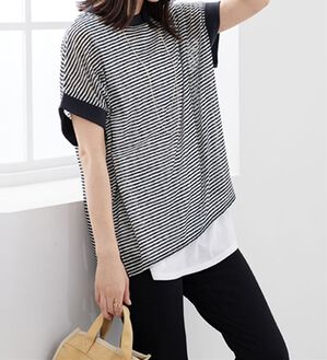 BELLUNA（ベルーナ）の「【２点セット】シアーボーダープルオーバーアンサンブル（アンサンブル）」｜ネイビー系