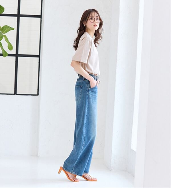BELLUNA（ベルーナ）の「【汗ジミ対策◎】＜エアリーアイスコットン＞オーバーサイズＴシャツ【選べる袖丈】（カットソー）」｜詳細画像