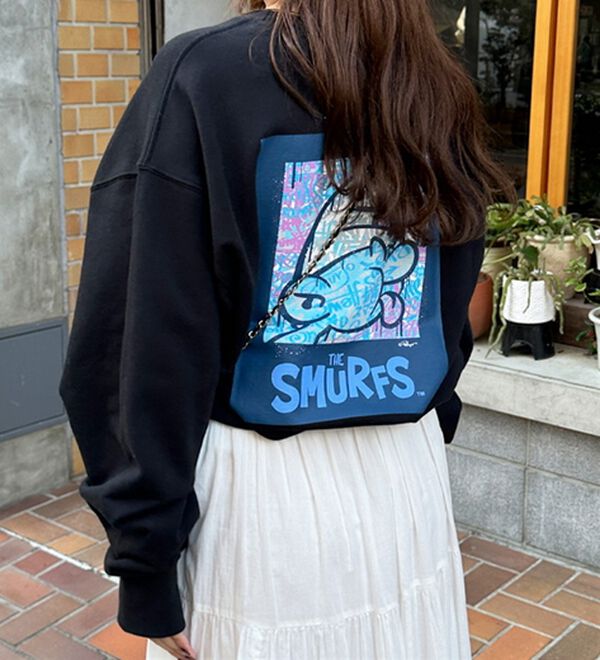 GeeRA（ジーラ）の「【スマーフ】コラボプリントスウェット（メンズカットソー）」｜詳細画像