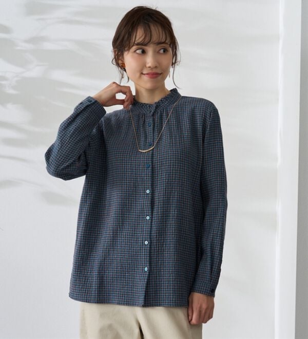 BELLUNA（ベルーナ）の「柔らかコットン衿フリルシャツ（ブラウス）」｜詳細画像