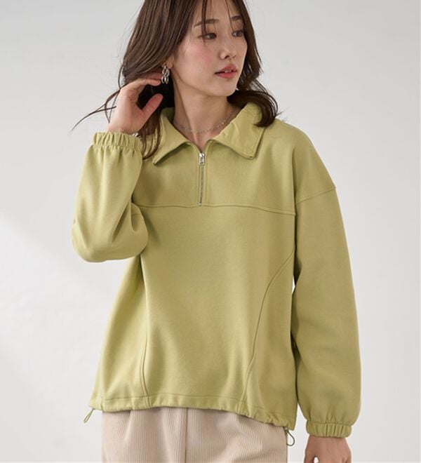 BELLUNA（ベルーナ）の「異素材使いハーフジッププルオーバー（カットソー）」｜詳細画像