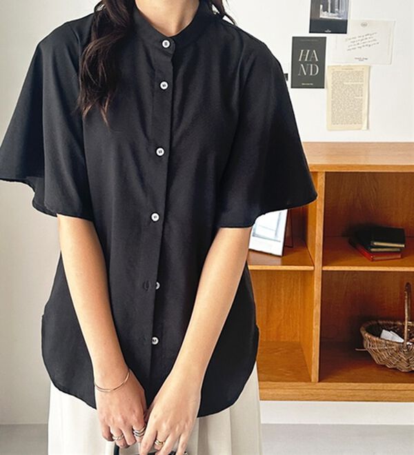 GeeRA（ジーラ）の「フレアー袖バンドカラーブラウス（ブラウス）」｜詳細画像