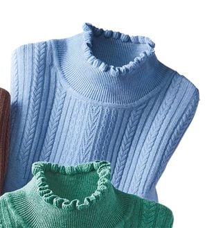 ルフラン（ルフラン）の「お手入れラクなウール混あったかニット（ニット・セーター）」｜ブルー系