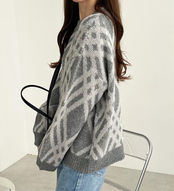 GeeRA（ジーラ）の「モヘアライクチェック柄ニットプルオーバー（ニット・セーター）」｜詳細画像