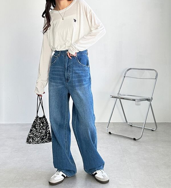 GeeRA（ジーラ）の「ハイウエストストレートデニム（ワイドパンツ・ガウチョ）」｜詳細画像