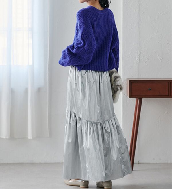 RANAN（ラナン）の「メタリックラウンドティアードスカート（ロングスカート）」｜詳細画像
