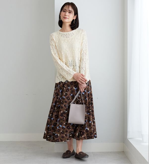 BELLUNA（ベルーナ）の「リボン柄透かし編ニットプルオーバー（ニット・セーター）」｜詳細画像