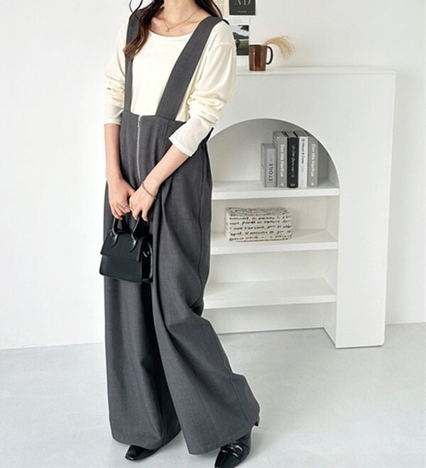 GeeRA（ジーラ）の「フロントジップハイウエストサロペット（オールインワン）」｜詳細画像