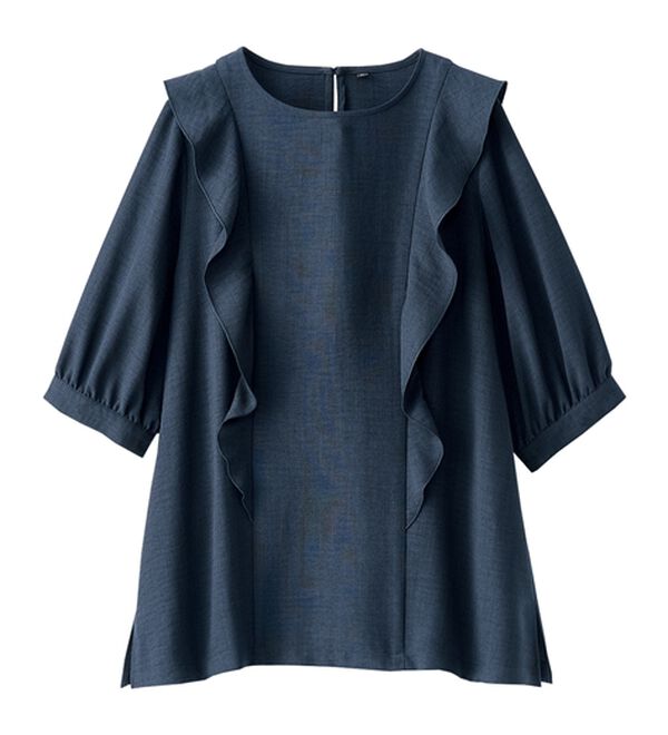 BELLUNA（ベルーナ）の「麻調合繊フリルデザインブラウス（ブラウス）」｜詳細画像