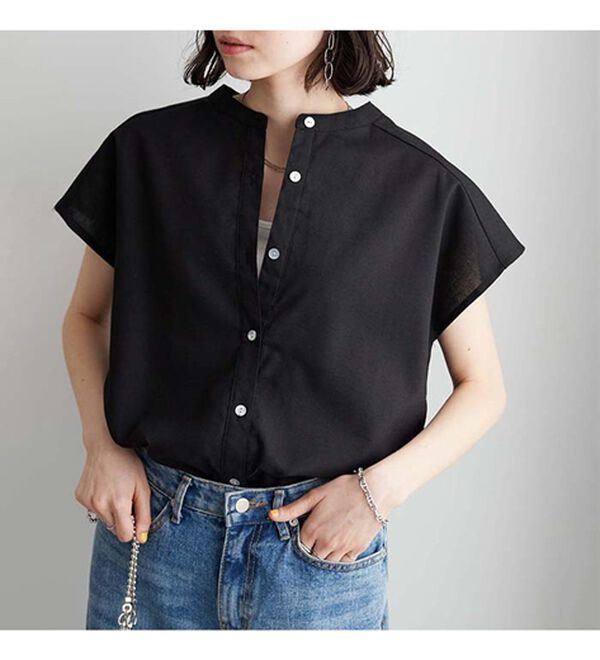 GeeRA（ジーラ）の「綿タッチフレンチスリーブブラウス（ブラウス）」｜詳細画像