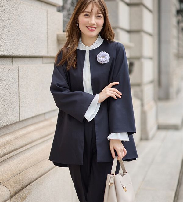 alotta（アロッタ）の「【３点セット】洗える！Ａラインロングジャケットスーツ（パンツスーツ）」｜詳細画像