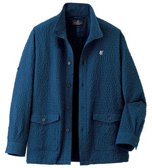 「＜コムルヴァン・オム＞麻入り爽快スタイリッシュブルゾン（メンズブルゾン）」｜ネイビー