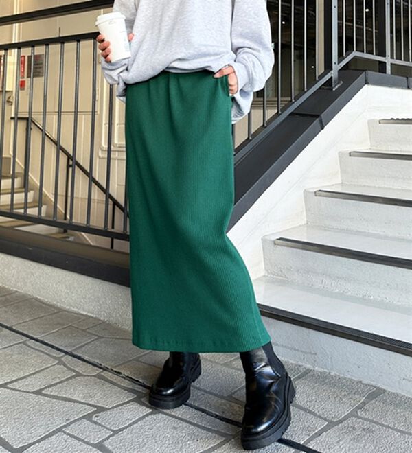 GeeRA（ジーラ）の「【着回し力◎】楽ちんすっきり見え！リブロングスカート（ロングスカート）」｜詳細画像