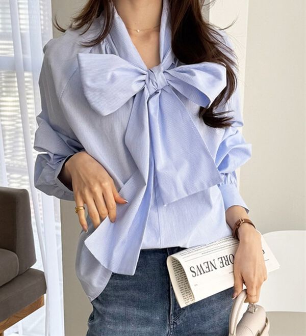 GeeRA（ジーラ）の「ボリュームボウタイブラウス（ブラウス）」｜詳細画像