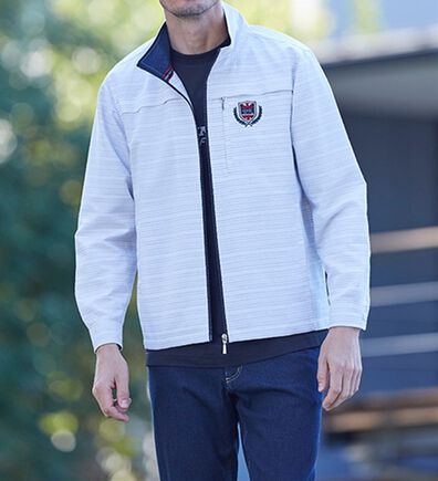 「＜ダンロップ・リファインド＞羽織ってお洒落な裏ボーダージャケット（メンズジャケット）」