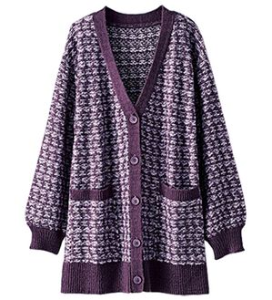 BELLUNA（ベルーナ）の「ツイード調ニットカーディガン（ニットカーディガン）」｜ラベンダー系