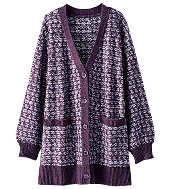 BELLUNA（ベルーナ）の「ツイード調ニットカーディガン（ニットカーディガン）」｜ラベンダー系