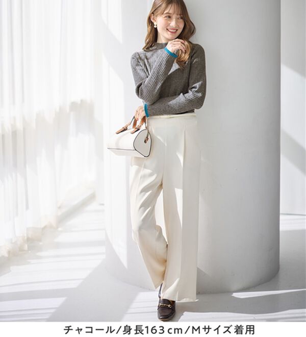 alotta（アロッタ）の「【静電気防止】もっちり袖配色リブニット（ニット・セーター）」｜詳細画像