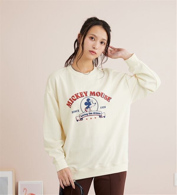 BELLUNA（ベルーナ）の「＜Ｄｉｓｎｅｙ＞【ミッキー】プリントポンチ素材ビッグシルエットトレーナー（トレーナー・スウェット）」｜詳細画像