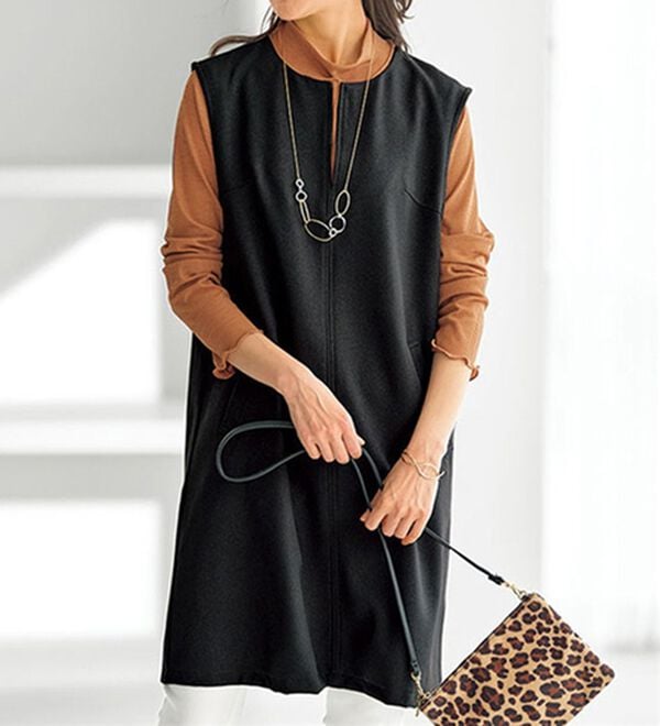 BELLUNA（ベルーナ）の「ウーリッシュ素材ジャンパースカート（ジャンパースカート）」｜黒