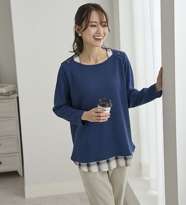 BELLUNA（ベルーナ）の「異素材重ね着風チュニック（チュニック）」｜詳細画像