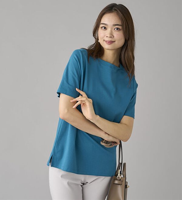 BELLUNA（ベルーナ）の「艶やか綿１００％シンプルプルオーバー（カットソー）」｜詳細画像