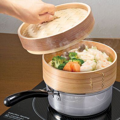 「せいろ・ガラスフタ付！ステンレス片手鍋１８ｃｍ（鍋・フライパン）」