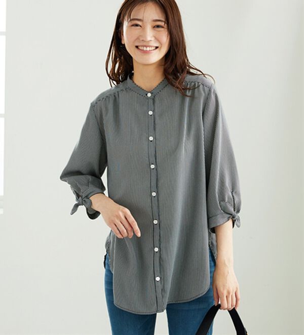 BELLUNA（ベルーナ）の「涼感柔らか袖リボンチュニック（チュニック）」｜詳細画像