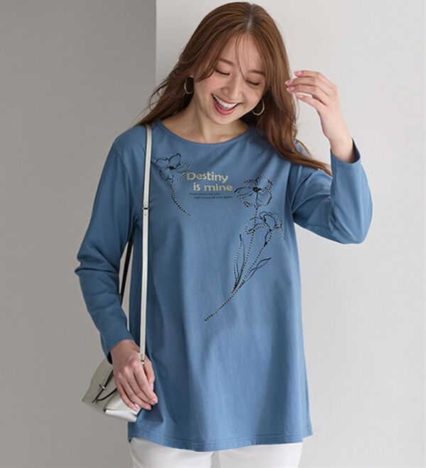 BELLUNA（ベルーナ）の「一枚で着映えるデコラＴ（長袖）（チュニック）」｜詳細画像