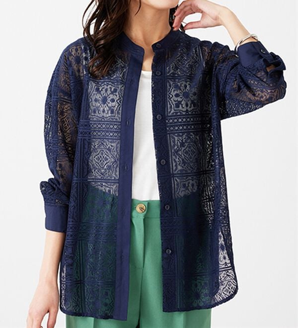 BELLUNA（ベルーナ）の「上品レース素材シャツチュニック（チュニック）」｜詳細画像