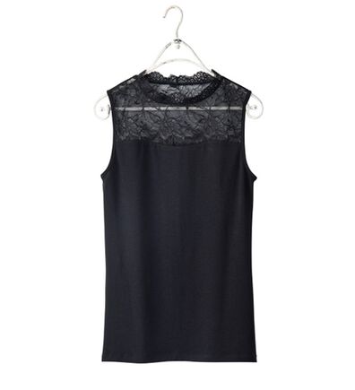 YU'NOW（ユナウ）の「【吸湿発熱】【抗菌防臭】ハイネックレースノースリーブインナー（肌着・インナーウェア）」