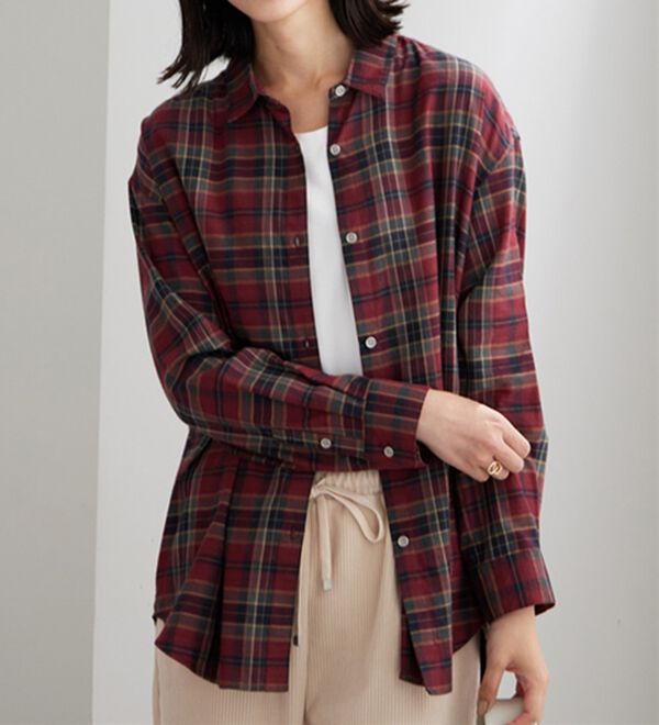 BELLUNA（ベルーナ）の「ゆったり快適チェック柄シャツチュニック（チュニック）」｜詳細画像