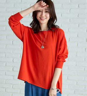 BELLUNA（ベルーナ）の「ゆったりニットプルオーバー（ニット・セーター）」｜オレンジ