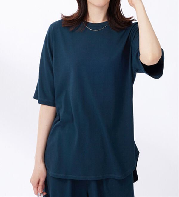 BELLUNA（ベルーナ）の「ひんやり！綿混裾ラウンドプルオーバー（カットソー）」｜詳細画像