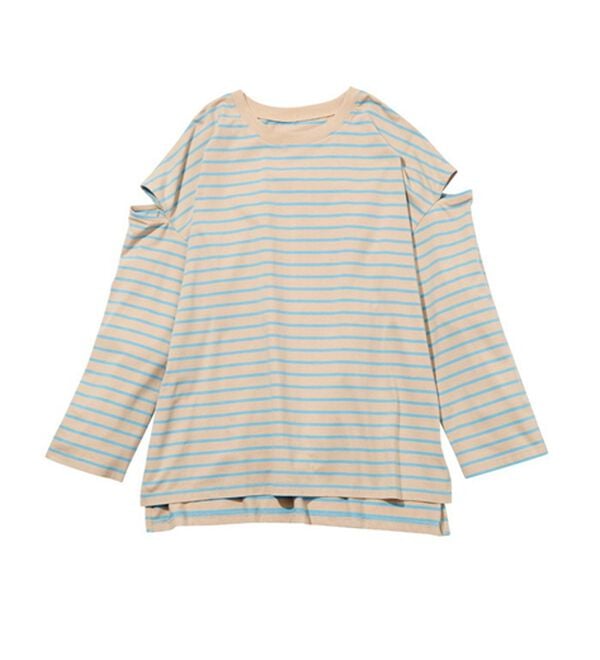 GeeRA（ジーラ）の「袖スリットボーダーカットソー（カットソー）」｜詳細画像