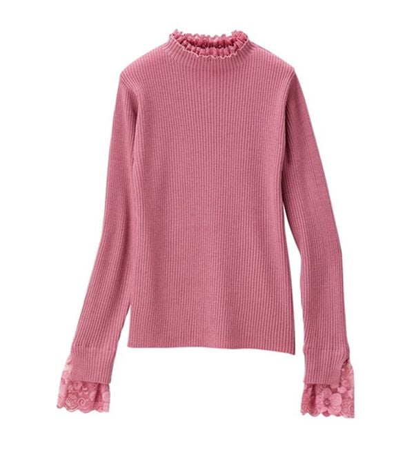 GeeRA（ジーラ）の「大人可愛い！レースが上品なハイネックニット（ニット・セーター）」｜詳細画像