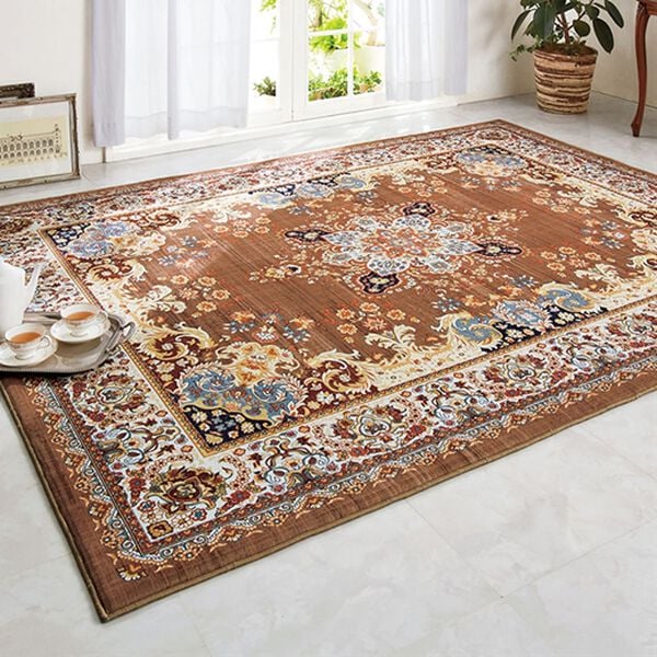 「【４／３０まで早割】厚みが選べる高級柄プリントはっ水カーペット（カーペット）」｜ブラウン