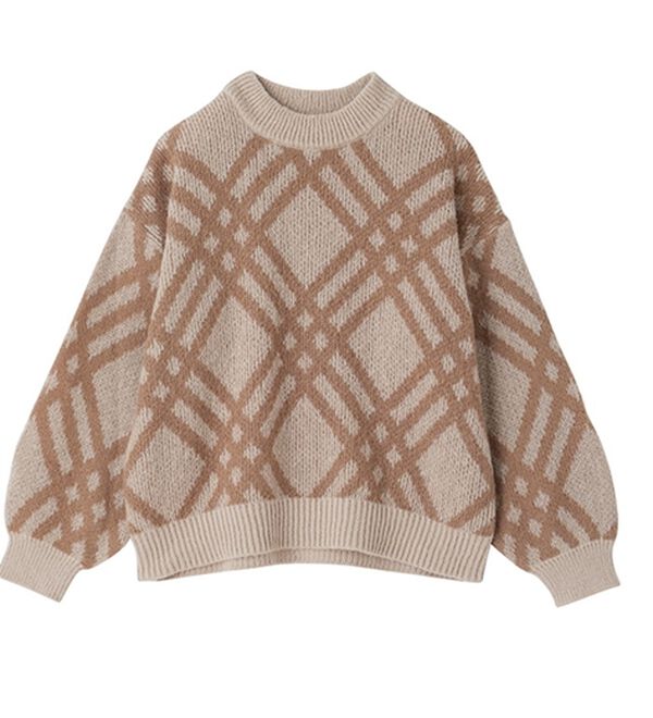 GeeRA（ジーラ）の「モヘアライクチェック柄ニットプルオーバー（ニット・セーター）」｜詳細画像