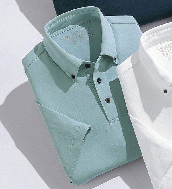 「猛暑に役立つ７得ビズポロ（メンズポロシャツ）」｜ブルー