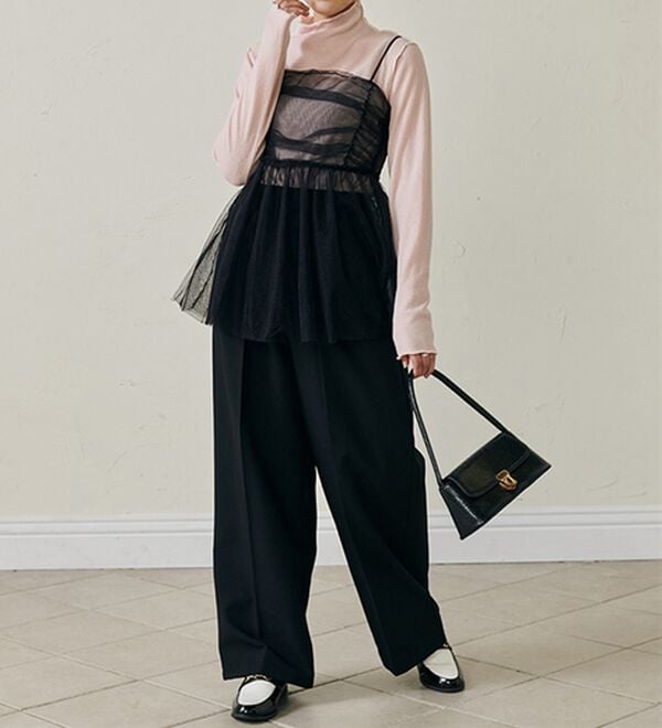 RANAN（ラナン）の「前後２ＷＡＹ！メロウ使いニットソーフリルプルオーバー（カットソー）」｜詳細画像