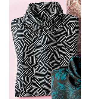 BELLUNA（ベルーナ）の「テンセル（ＴＭ）繊維・コットンプリントプルオーバー（カットソー）」｜モノトーン幾何柄