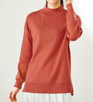 BELLUNA（ベルーナ）の「４つの機能付ご機嫌ニット（ニット・セーター）」｜コーラル(ハイネック)