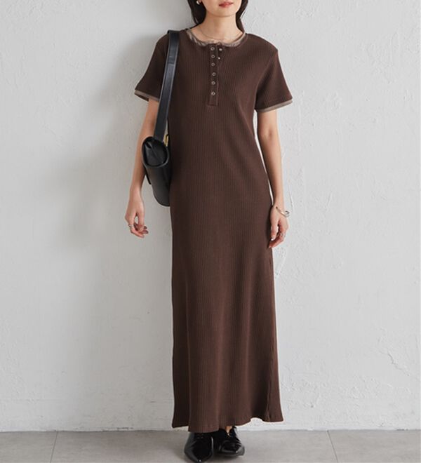 RANAN（ラナン）の「レイヤードヘンリーネックリブワンピース（カットソーワンピース）」｜詳細画像